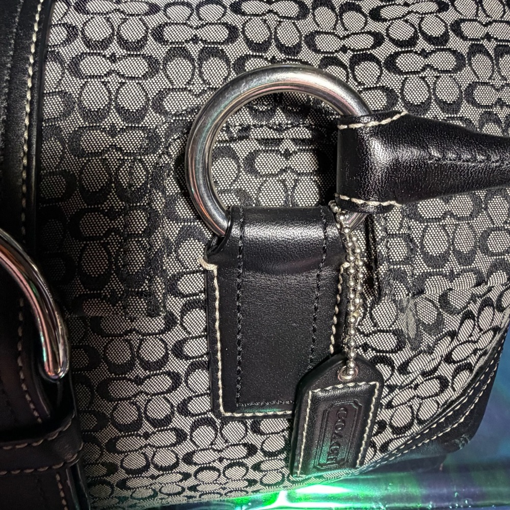 3pc VTG LRG Coach SoHo Navy Jacquard signature Leather/textile Satchel LIKE NEW - Picture 10 of 16
